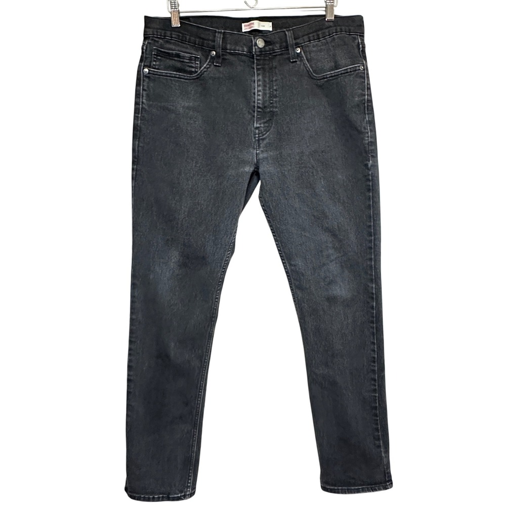 Levis Signature Slim Fit Jeans‎ Mens 34x30 Black Wash Denim Casual Rock Goth